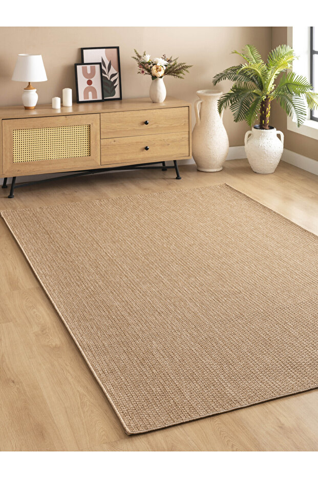 Sisal Jute Straw Pattern Single-Color Woven Washable Dust-Repellent Rug Coffee