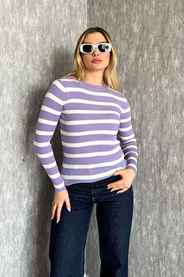 Women's Striped Knit Sweater 5053