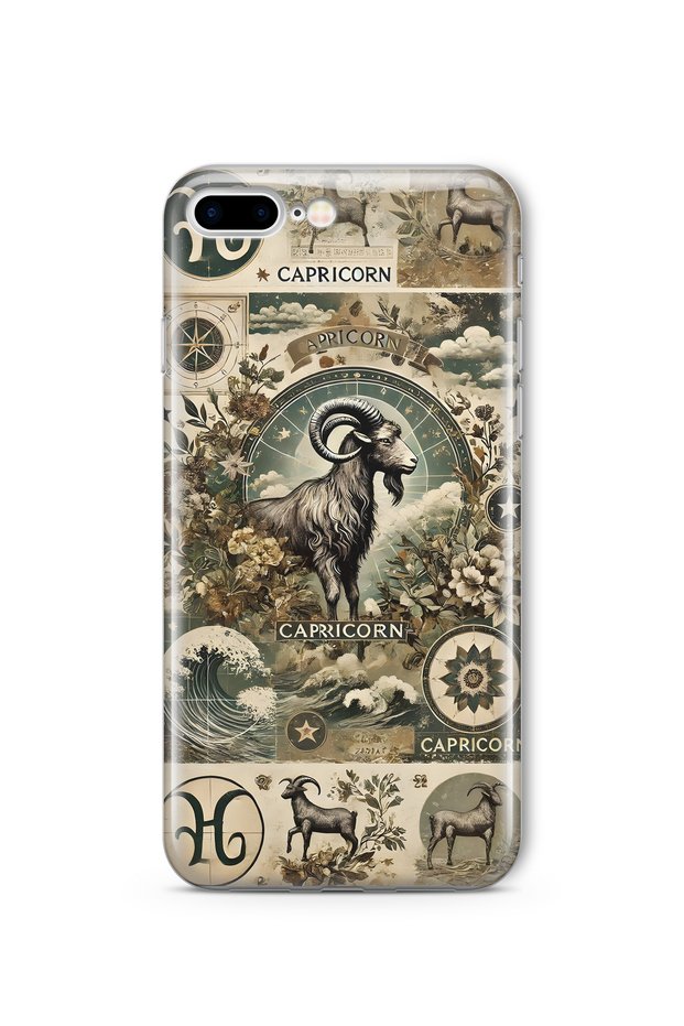 Capricorn Patterned Transparent Phone Case Compatible with iPhone 7 Plus / 8 Plus