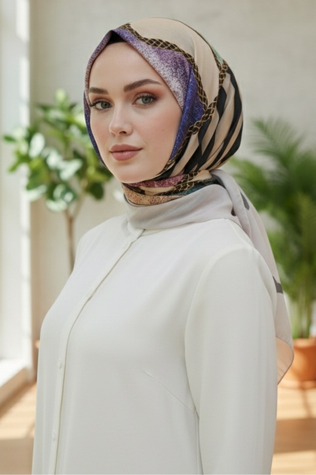 وشاح منقوش ناعم Jayla 1010 - حجري - 2