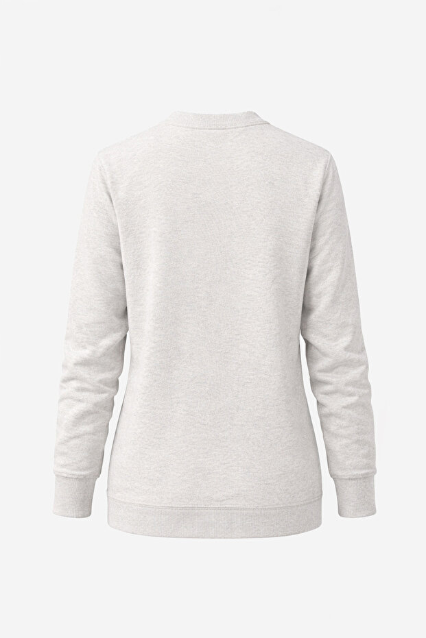 Bej Basic Yan Yırtmaç Detaylı Oversize Kadın Sweatshirt - 4