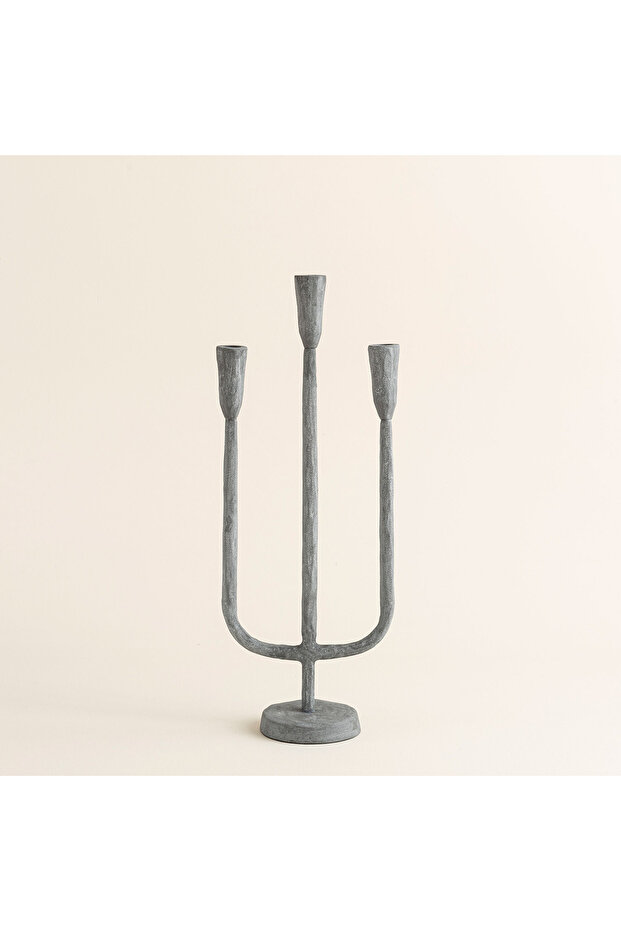 Hanner 3'Lü Şamdan Gri - 1