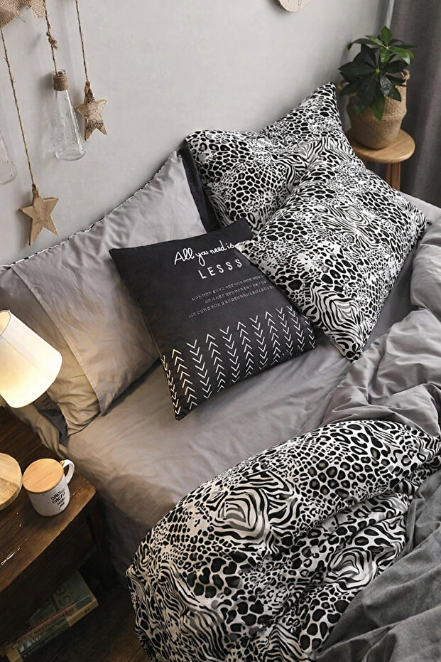 Elastic Sheet Bedding Set Double Size Python Black - 3