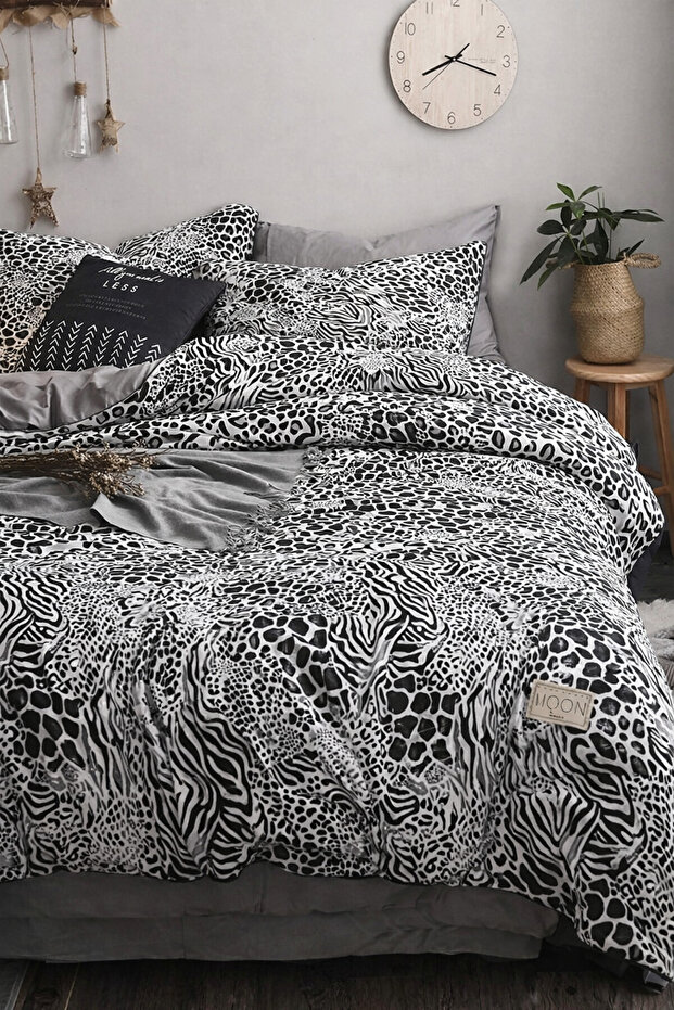 Elastic Sheet Bedding Set Double Size Python Black - 2