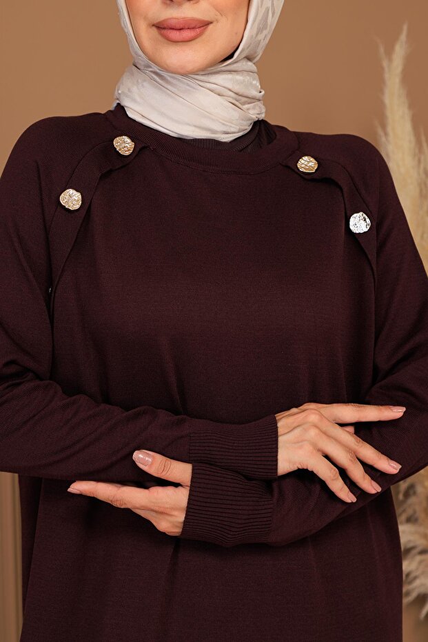 DÜĞMELİ TRİKO ELBİSE - 7