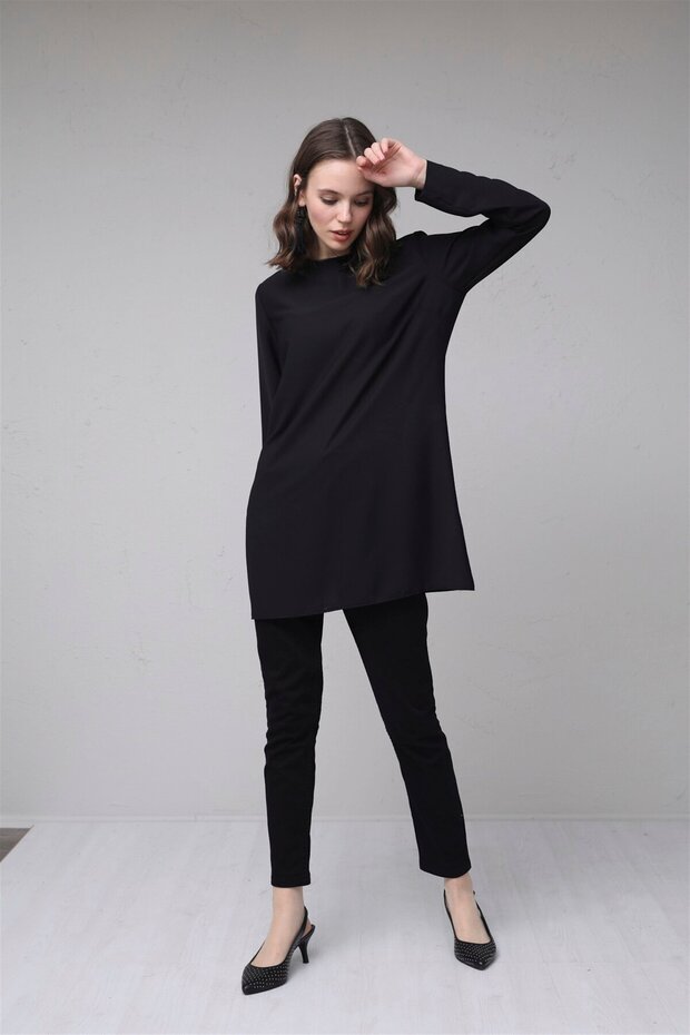 Long Sleeved Crepe Tunic - 1