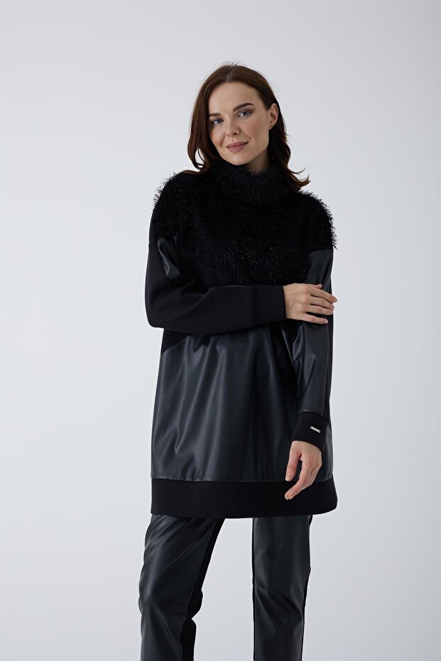 DERİ GARNİLİ SİMLİ İPLİ TUNİK - 5