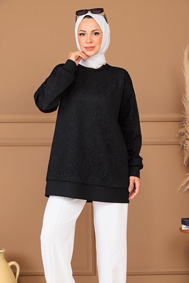 KABARTMA DESENLİ SCUBA TUNİK - 4