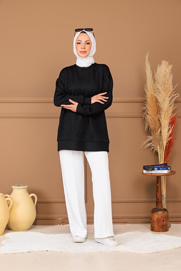 KABARTMA DESENLİ SCUBA TUNİK - 1