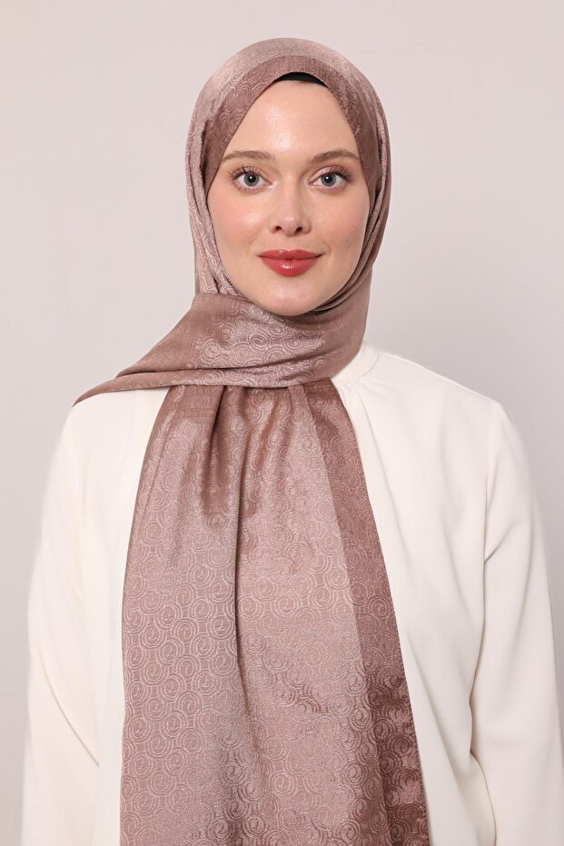 Dried Rose Ring Pattern Monogram Shawl - 3