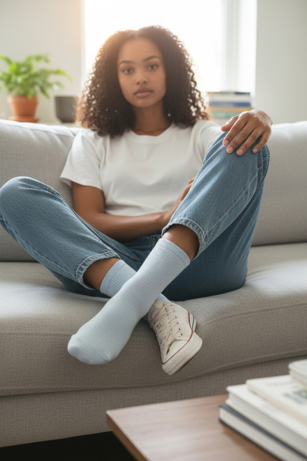 Single Pair Unisex Light Blue Socket Socks Sports Tennis Socks 1 Piece