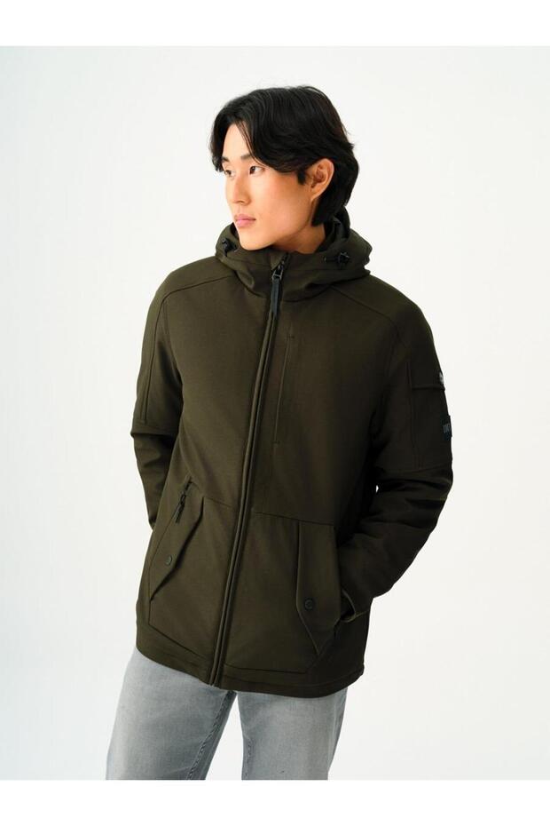 Men's Dark Khaki Coat Lf2030155 - 1