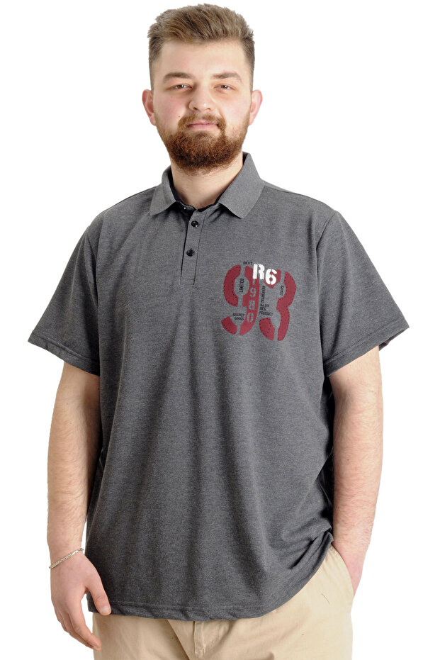 Mode XL Large Size Men's T-Shirt Polo Piece by Piece Limited 23330 Antramelange