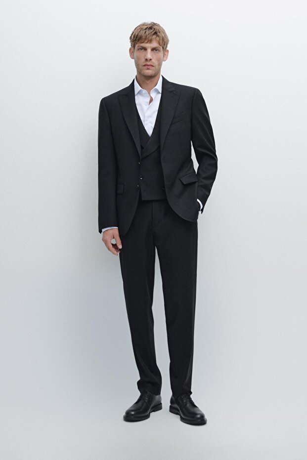 Wool blend suit trousers - 1