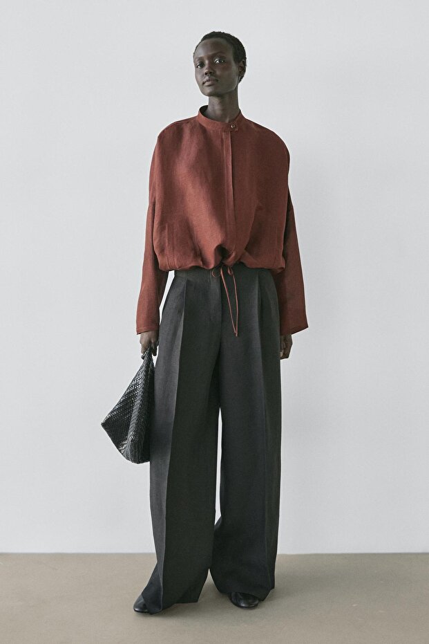 Linen blend bomber jacket - 1