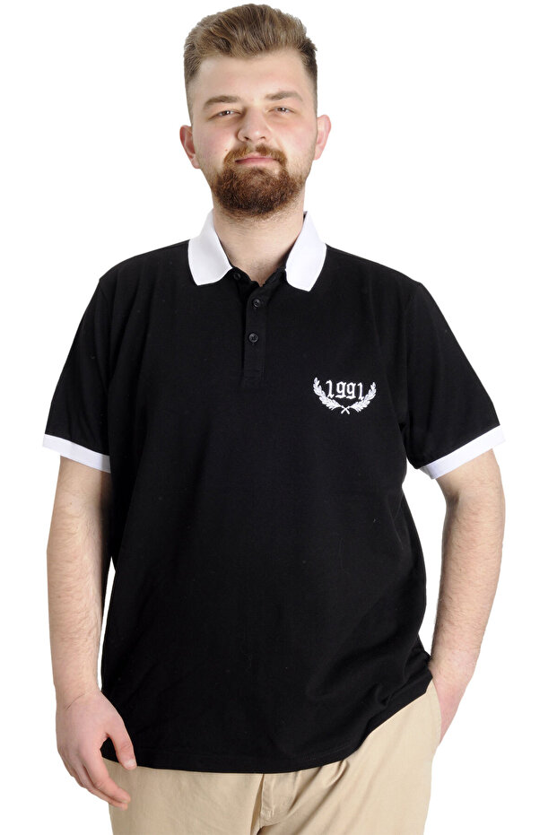 Mode XL Large Size Men's Polo T-Shirt 1991 23341 Black