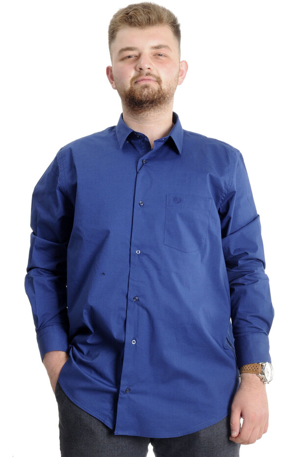 Mode XL Large Size Men's Classic Pocket Shirt Lycra 20350 Cobalt Blue