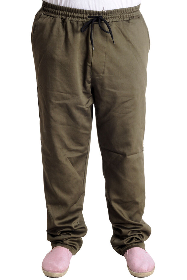 بنطلون رجالي موديل XL كتان JOGGER SPRING 23913 كاكي