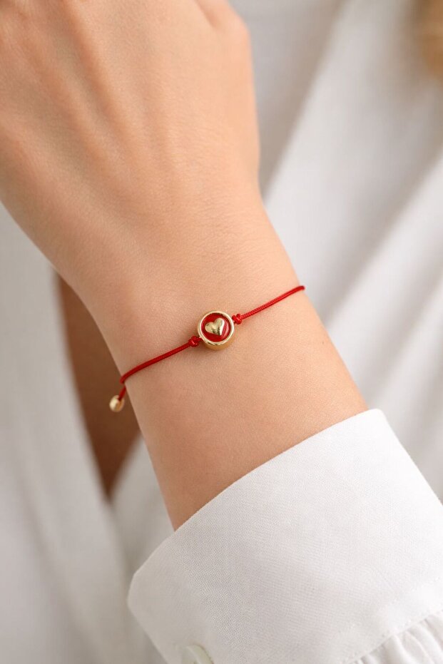 ❤️ Red String Bracelet with Heart Detail – Adjustable Bracelet - Minimal Design