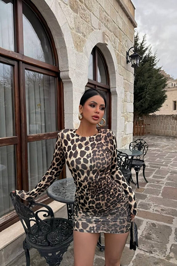 Vatkalı Sırt Dekolteli Basic Mini Elbise - 3