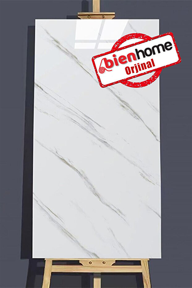Genel Markalar 30x60 Cm Beyaz Siyah Mermer Desenli Kendinden Yapışkanlı Seramik Köpük Banyo PVC Duvar Paneli-6013