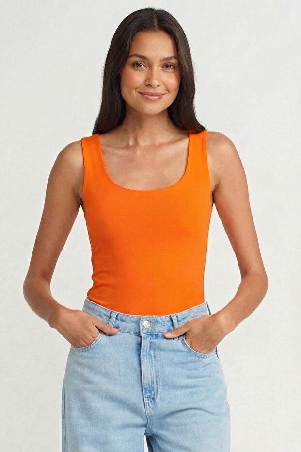 Round Neck Strappy Tank Top Bady Satin Blouse