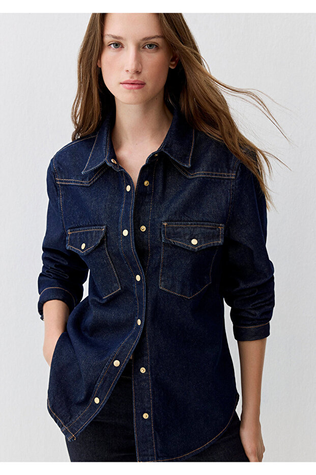 Angela Classic Denim Rinse Jean Shirt Fitted / Bodycon Cut 1210819-90120