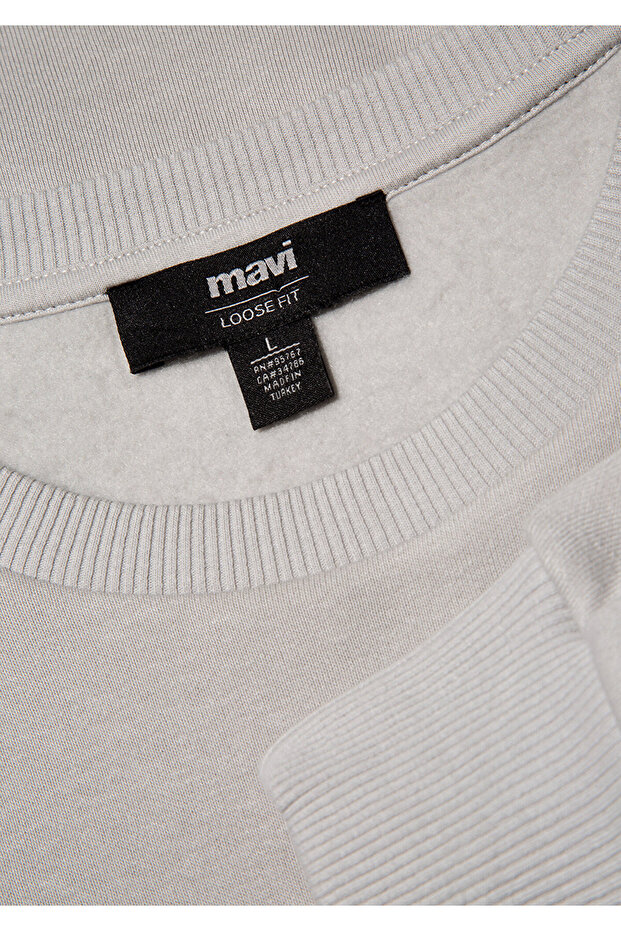 Bisiklet Yaka Gri Basic Sweatshirt 0S10276-81582 - 7