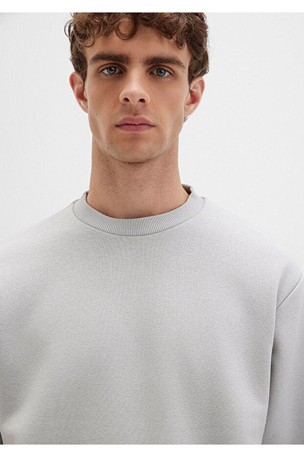 Bisiklet Yaka Gri Basic Sweatshirt 0S10276-81582 - 6
