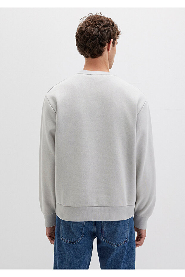 Bisiklet Yaka Gri Basic Sweatshirt 0S10276-81582 - 5