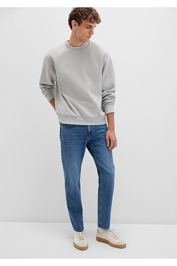 Bisiklet Yaka Gri Basic Sweatshirt 0S10276-81582 - 2