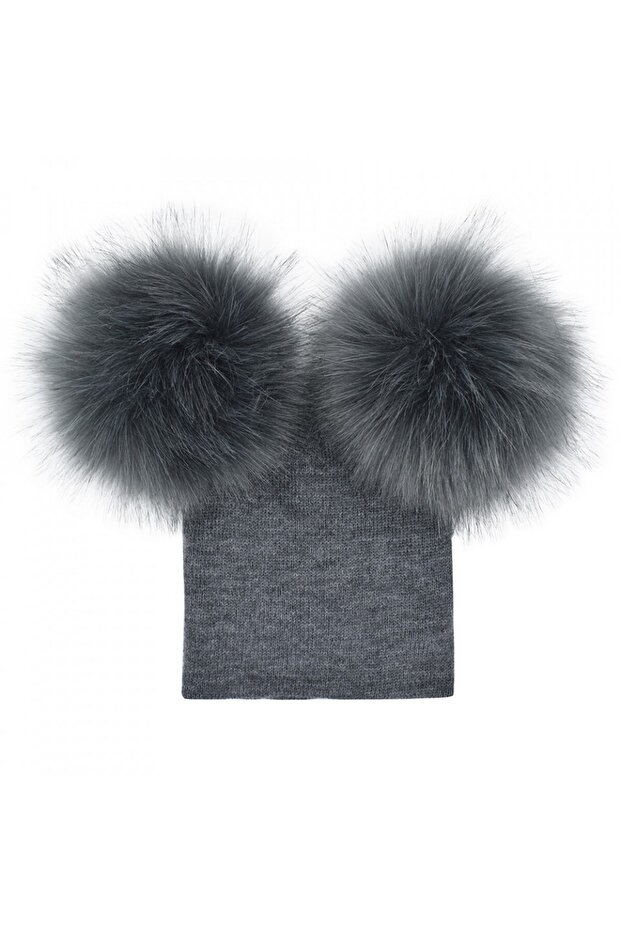 Drool Pom Pom Hat (Color: Khaki) - 3