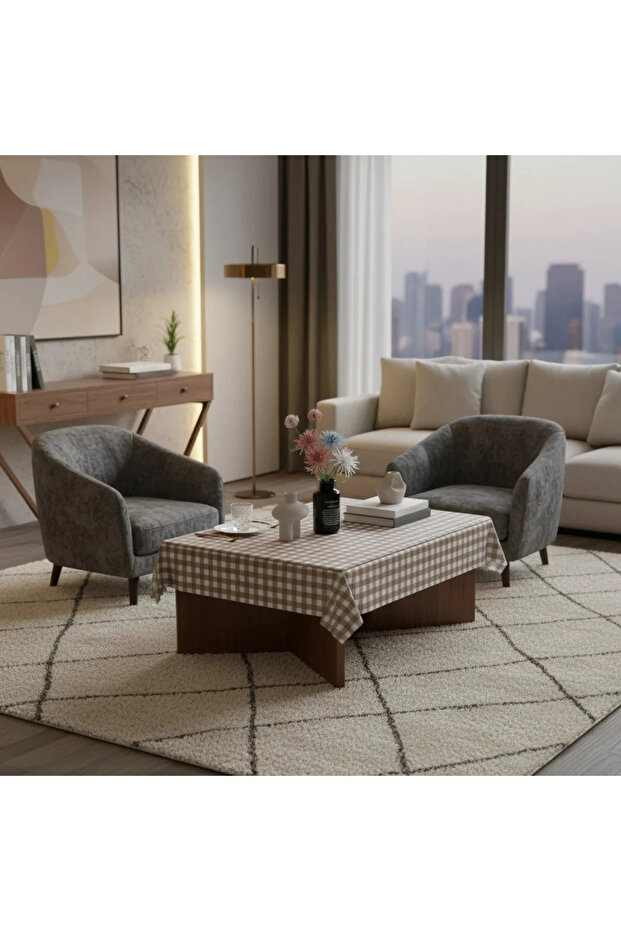 Checkerd Pattern Waterproof Table Cloth - 6