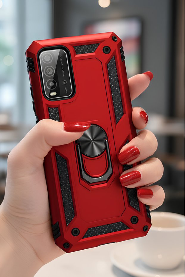 Xiaomi Poco M3 Case Magnetic Tpu Tank Cover with Ring Stand