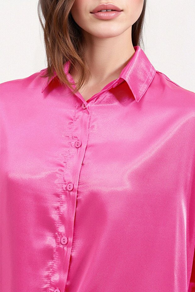 BDART Düğmeli Oversize Saten Gömlek - 3