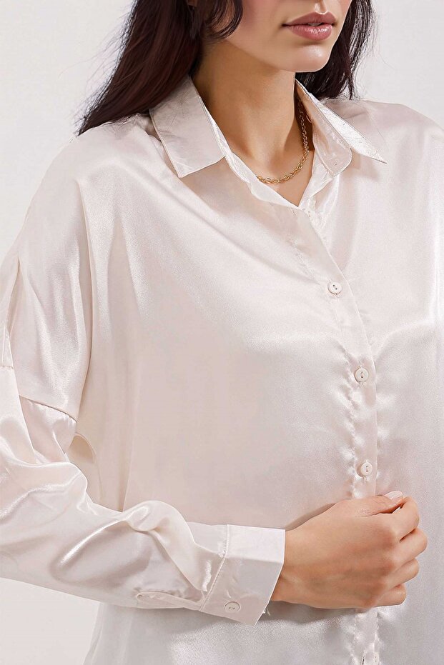 BDART Düğmeli Oversize Saten Gömlek - 3