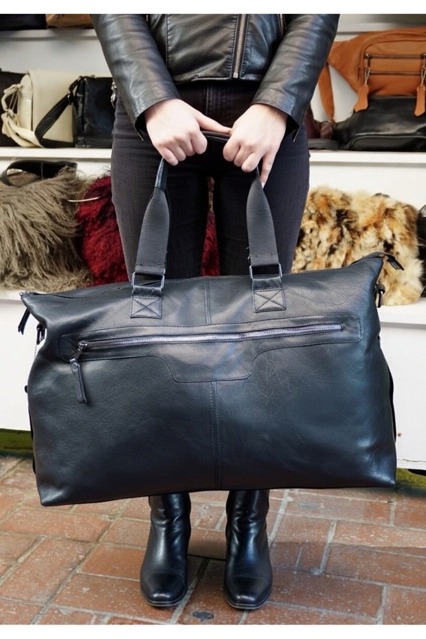 Genuine Leather, Handmade, with Carry Handle, Women Men Travel Bag