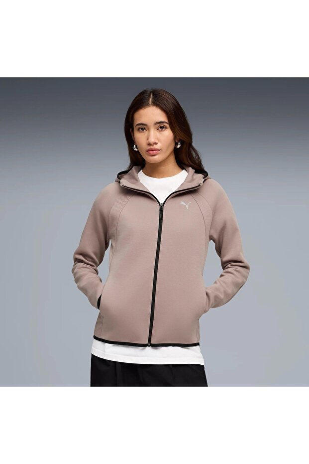 Evostrıpe Full-Zip Hoodie Dk 691898 Eşofman Üstü Kadın Ceket PUDRA - 3