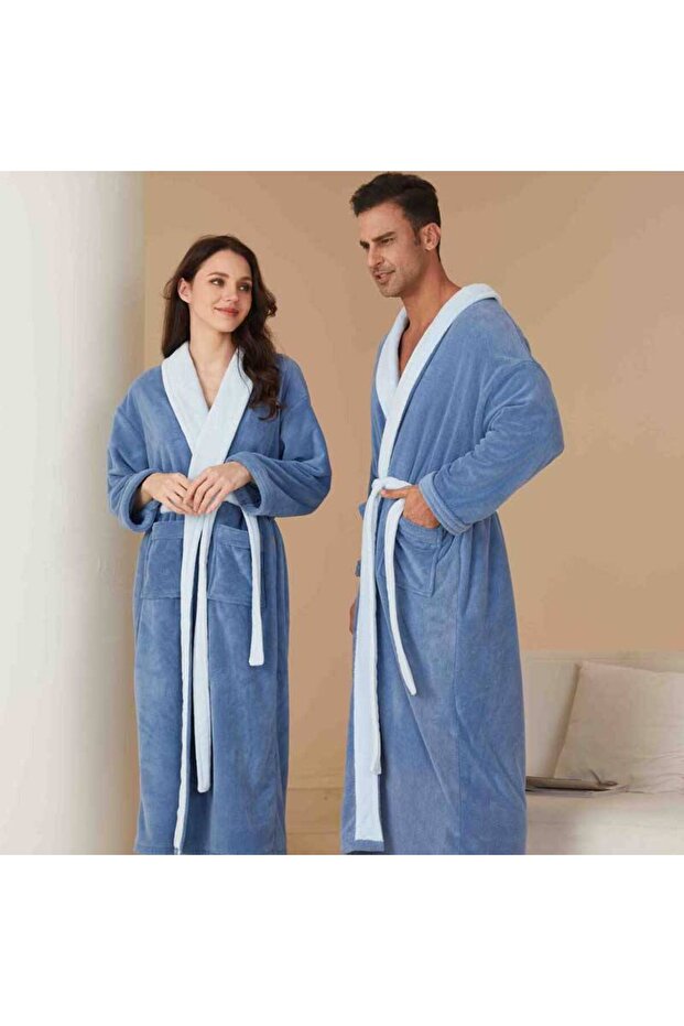 روب حمام كلاسيكي - أزرق - مقاس XL - 2