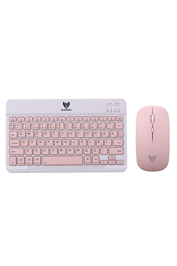 KM-33 Wireless Bluetooth Kablosuz Klavye Mouse Set Pembe - 1