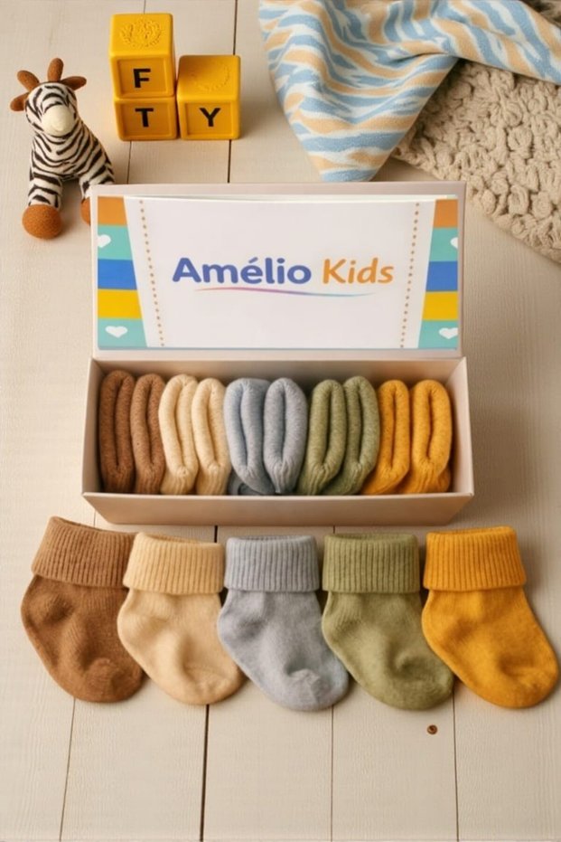 Organic Cotton Unisex 5-Piece Boxed Premium Newborn Baby & Children's Socks