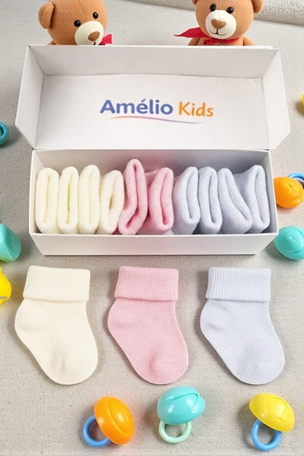 Organic Cotton Unisex 5-Piece Boxed Premium Newborn Baby Socks