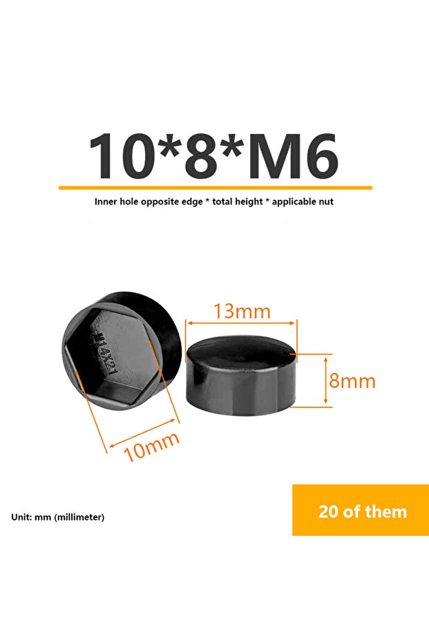 A1 20Pcs Hexagonal Nut Flat Head Plastic Protective Cap External Hexagonal Screw Low Head Decorative - 1