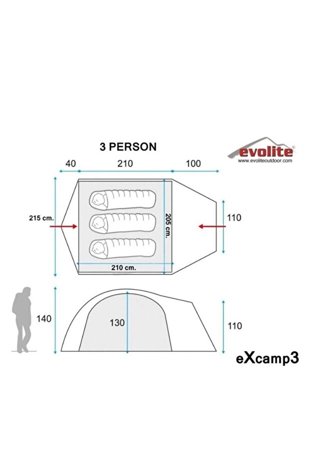Excamp3 Pro 3 Kişilik Çadır 4 Mevsim E-9204 - 8