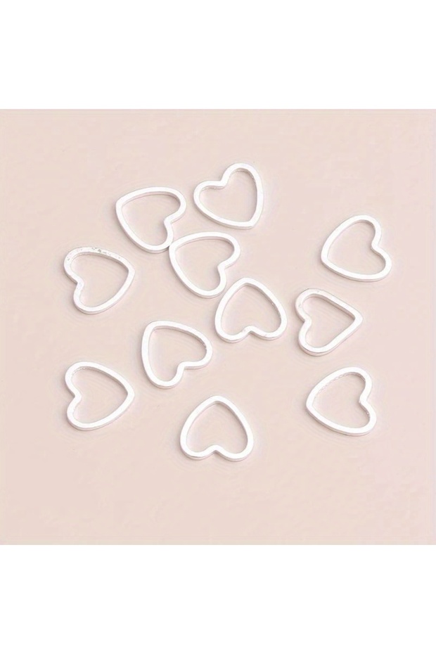 Silvery-100pcs 100pcs Small Hollow Hearts Connectors Beads for DIY Bracelets Necklaces Gold Silver C