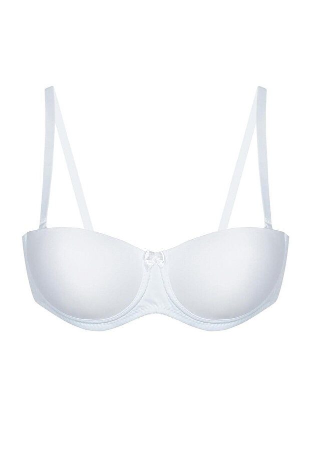 Underwire Unlined Strapless Covered Bra - 4