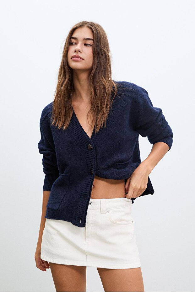 D62 çizgili denim şort etek - 2