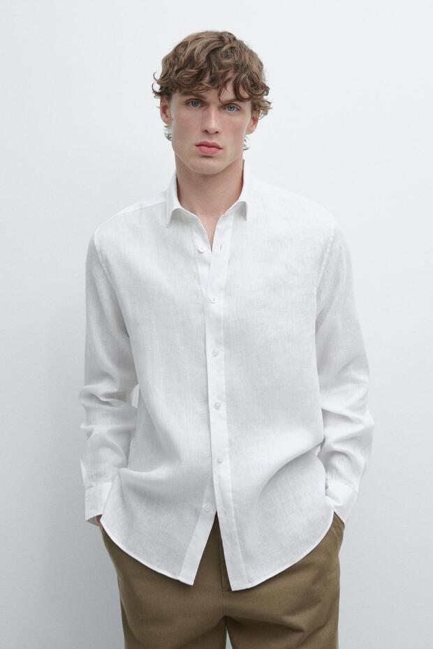 %100 keten regular fit gömlek - 2