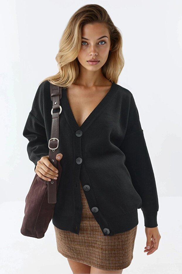 My Fashion Oversized V-Neck Buttoned Knitwear Cardigan