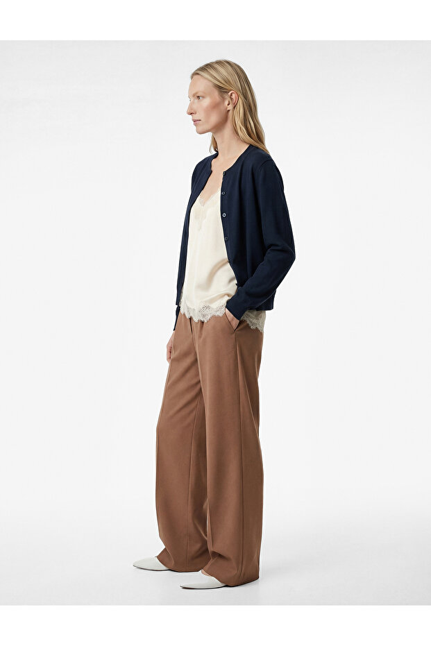 Pleated Pocket Detailed Wide Leg Palazzo Pants